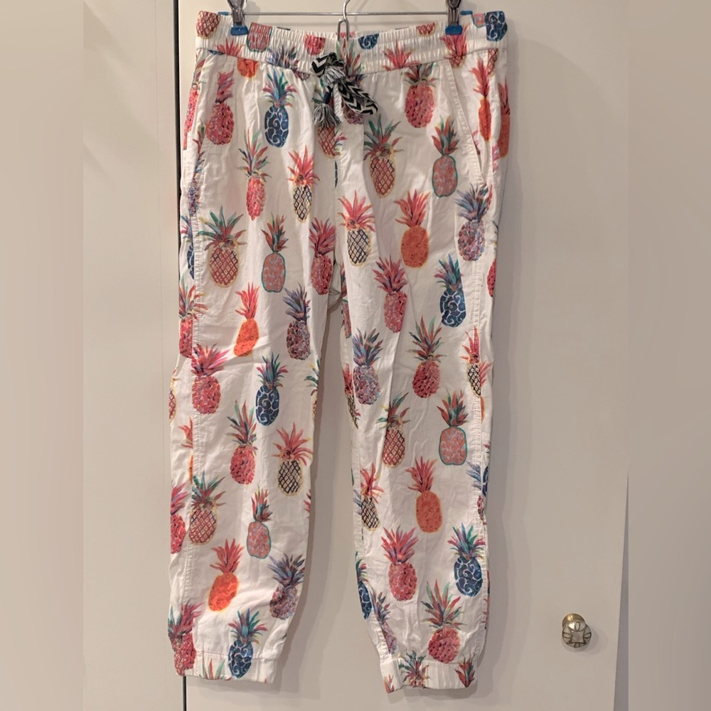 J. Crew Seaside Pineapple Print Pull-On Pants Jogger Multi Size 4P